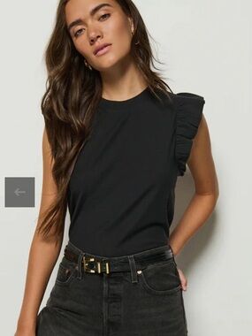 Nation LTD Paulette Ruffle Tank | M | New Perfect Cotton Top | Elevated Basic